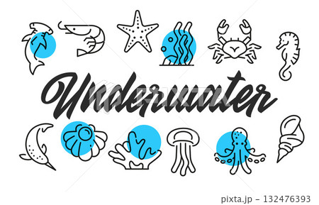Underwater Poster. Vector Illustration 132476393