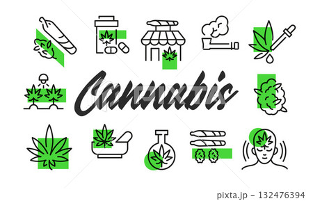 Cannabis Poster. Vector Illustration 132476394