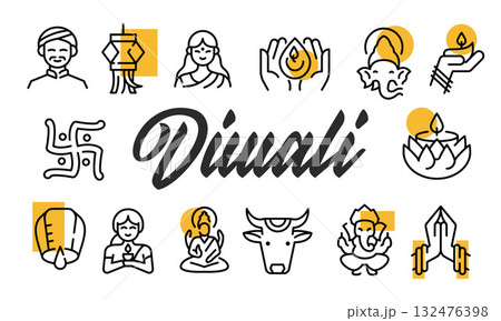 Diwali Poster. Vector Illustration 132476398