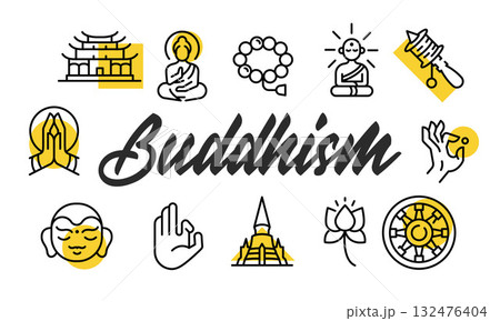 Buddhism Poster. Vector Illustration Buddhism Poster. Vector Illustration 132476404