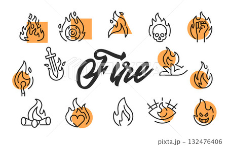 Fire Poster. Vector Illustration Fire Poster. Vector Illustration 132476406