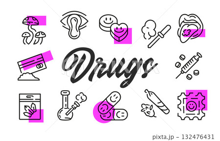 Drugs Poster. Vector Illustration 132476431