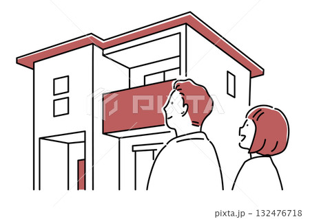完成現場にやってきた夫婦_単色 完成現場にやってきた夫婦_単色 132476718