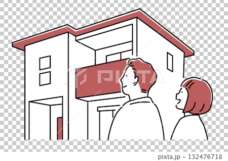 完成現場にやってきた夫婦_単色 完成現場にやってきた夫婦_単色 132476718