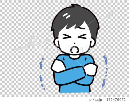 A lightly dressed young man shivering from the cold wind A lightly dressed young man shivering from the cold wind 132476972