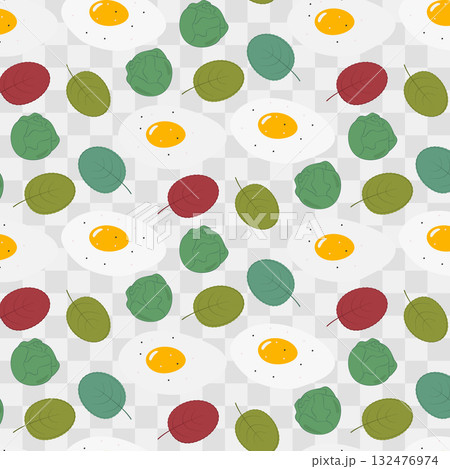 Fried Eggs Greens and Brussels Sprouts Seamless Pattern Healthy Food Minimalist Backdrop Flat Design Fried Eggs Greens and Brussels Sprouts Seamless Pattern Healthy Food Minimalist Backdrop Flat Design 132476974