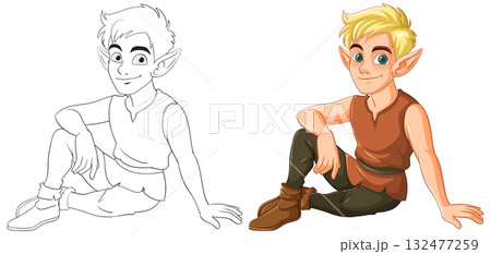 Charming Elf Character in Vector Illustration 132477259