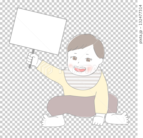 プラカードを持っている赤ちゃん プラカードを持っている赤ちゃん 132477314