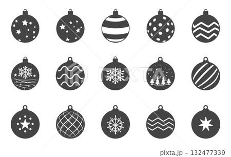 Set of Christmas ball silhouette, vector, Christmas ball svg, Christmas ball icon, Christmas ball drawing. 132477339