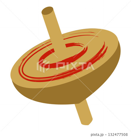 赤い模様の独楽のお正月イラスト 132477508