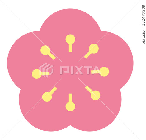 シンプルなピンクの梅の花イラスト 132477509