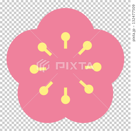 シンプルなピンクの梅の花イラスト 132477509