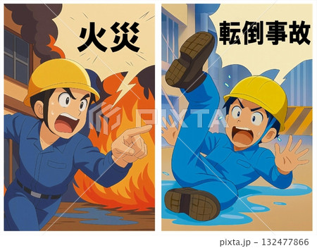 工事現場で働く作業員の危険 132477866