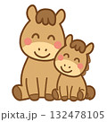 もふもふ馬の親子 132478105
