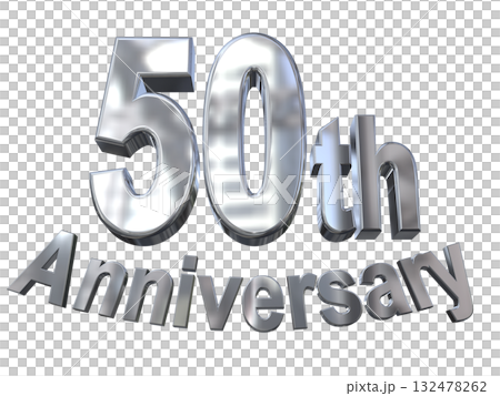 3DCG文字「50th Anniversary/50周年マークキラキラ」 132478262
