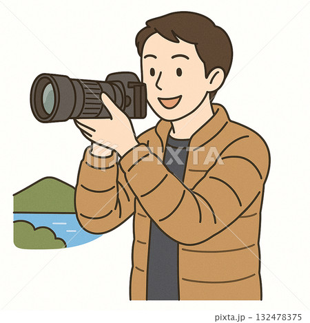 就労支援 カメラ撮影をしている男性のイラスト 就労支援 カメラ撮影をしている男性のイラスト 132478375