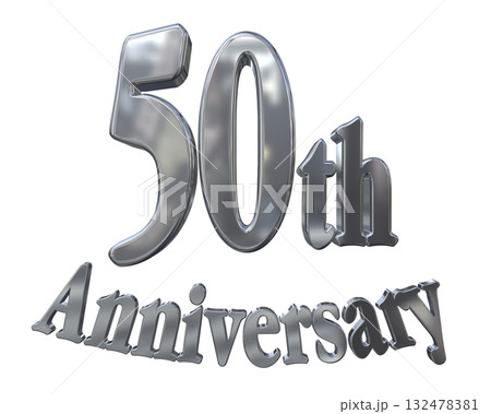 3DCG文字「50th Anniversary/50周年マークキラキラ」 132478381