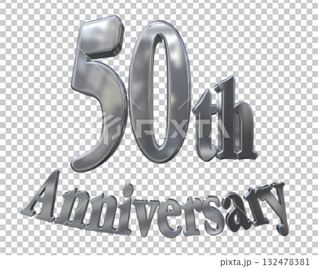 3DCG文字「50th Anniversary/50周年マークキラキラ」 132478381