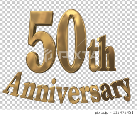 3DCG文字「50th Anniversary/50周年マークキラキラ」 132478451