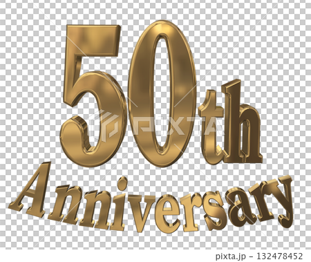 3DCG文字「50th Anniversary/50周年マークキラキラ」 132478452