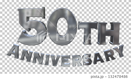 3DCG文字「50th Anniversary/50周年マークキラキラ」 132478486