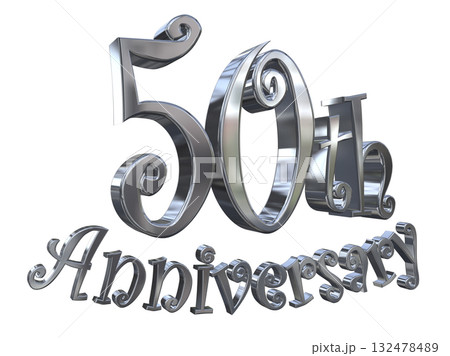 3DCG文字「50th Anniversary/50周年マークキラキラ」 132478489