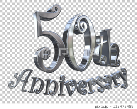 3DCG text "50th Anniversary/50th Anniversary Mark Sparkle" 132478489