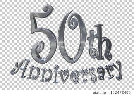 3DCG text "50th Anniversary/50th Anniversary Mark Sparkle" 132478490