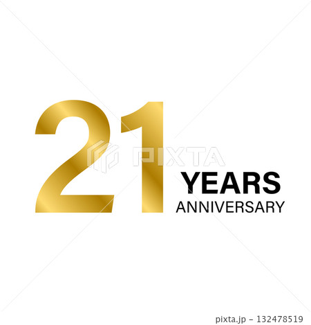 21 years anniversary gold icon vector for graphic design, logo, website, social media, mobile app, UI illustration 132478519