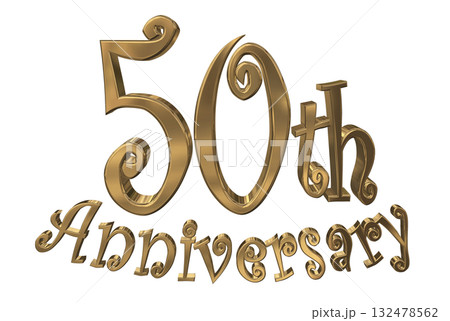 3DCG文字「50th Anniversary/50周年マークキラキラ」 132478562