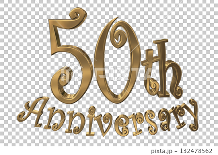 3DCG文字「50th Anniversary/50周年マークキラキラ」 132478562