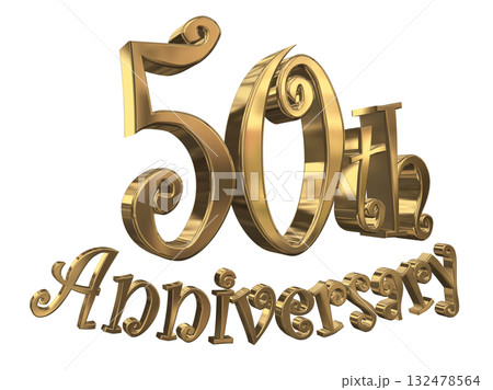 3DCG文字「50th Anniversary/50周年マークキラキラ」 132478564