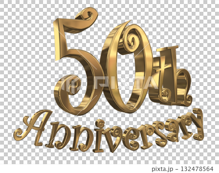 3DCG文字「50th Anniversary/50周年マークキラキラ」 132478564