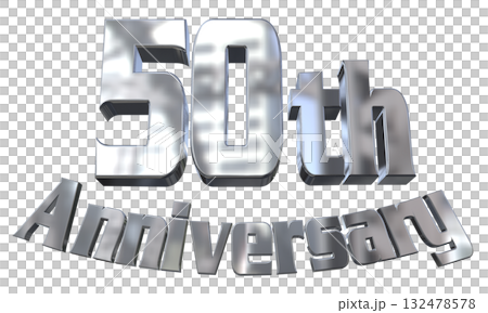 3DCG文字「50th Anniversary/50周年マークキラキラ」 132478578