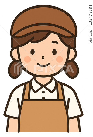 カフェ店員（女性）のイラスト 132478581