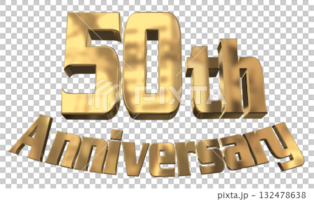 3DCG文字「50th Anniversary/50周年マークキラキラ」 132478638