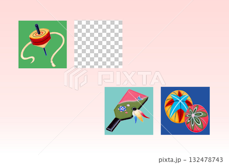 フォトフレーム年賀状・日本の伝統玩具 132478743