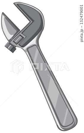 Adjustable Wrench Vector Illustration with Metallic Finish 132479001
