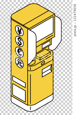 貨幣兌換機的簡單線條繪製等距圖 132479056