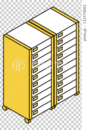 書類ケースロングのシンプルな線画アイソメトリックイラスト 132479062