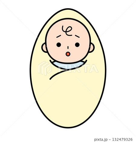疑問を抱く赤ちゃんのイラスト 132479326