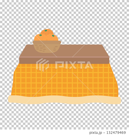 Kotatsu and mandarin orange illustration 132479469