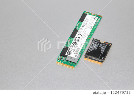 NVME PCIe solid-state drive in the M.2 2230 and 2280 form factor isolated on white background. 132479732