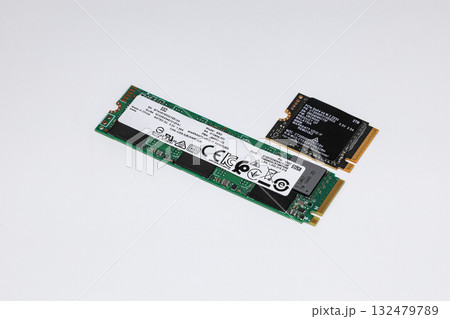 NVME PCIe solid-state drive in the M.2 2230 and 2280 form factor isolated on white background. NVME PCIe solid-state drive in the M.2 2230 and 2280 form factor isolated on white background. 132479789
