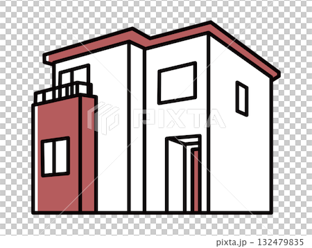 Simplified diagram of a detached house②_monochrome 132479835