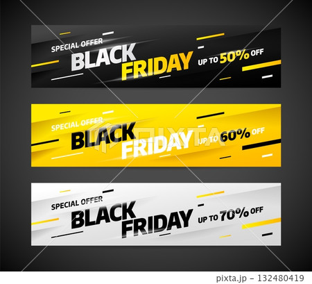 Black Friday sale banner template design. Vector illustration. 132480419
