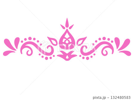 オリエンタル風デコレーションパーツ。手描きの装飾。 オリエンタル風デコレーションパーツ。手描きの装飾。 132480583