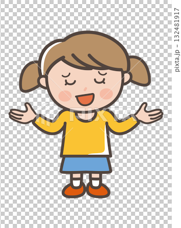 やれやれと呆れたポーズをする女の子の全身イラスト やれやれと呆れたポーズをする女の子の全身イラスト 132481917
