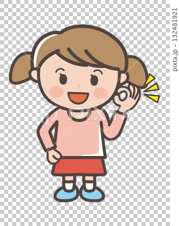笑顔でOKする女の子の全身イラスト 132481921