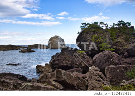 種差海岸　白岩と美しい海　青森県八戸市 132482415